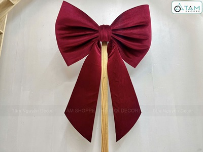 [Order 3 - 4 ngày] Nơ đỏ vải nhung xịn 2 cánh đuôi xéo dài cỡ lớn [Đứng form - Nhiều cỡ] PK-NO-12